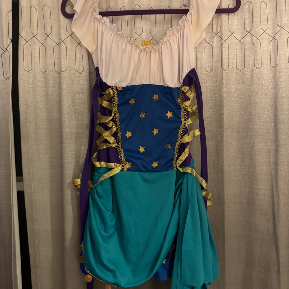 Sexy Gypsy Princess Women’s Halloween Costume Blue & Gold